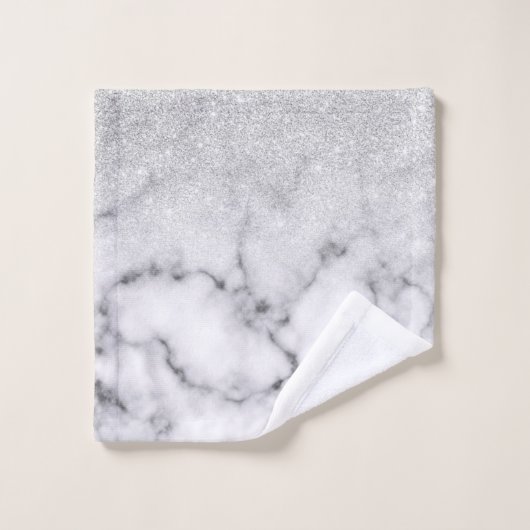 Glamorous Silver White Glitter Marble Gradient (Gant de toilette)