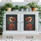 Glamorous Steampunk Beagle Dog EZ5R Decoupage Tissuepapier