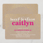 GLAMOROUS SWEET 16 superieure gouden confetti roze Kaart (Voorkant / Achterkant)