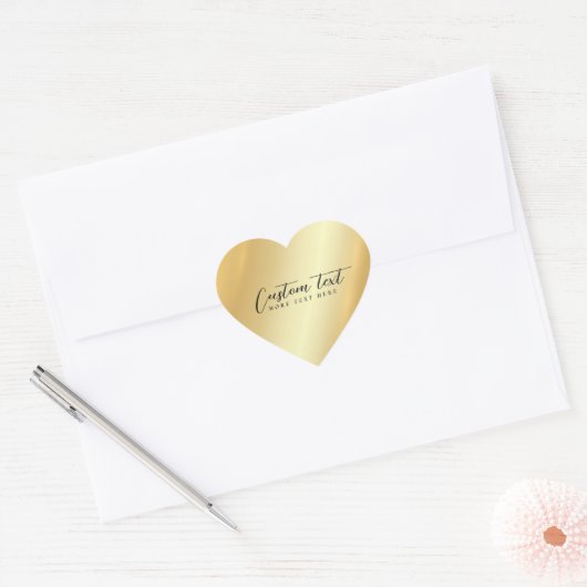 Glamorous Template Your Custom Text Elegant Gold Hart Sticker (Envelop)