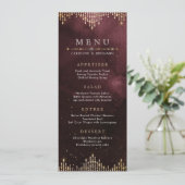 Glamour Art déco Bourgogne Menu de mariage Vintage (Debout devant)