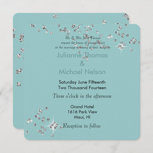 Glamour bruiloft kaart (Voorkant / Achterkant)