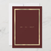 Glamour bruinrode gouden glitters bloem bruiloft kaart (Achterkant)