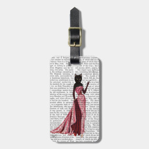 Glamour Cat in roze 2 Bagagelabel
