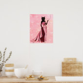 Glamour Cat in roze Poster (Keuken)