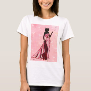 Glamour Cat in roze T-shirt