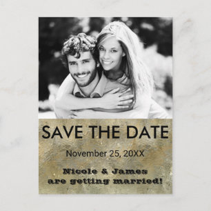 Glamour Chic Gouden Nepfolie Save The Date-foto Aankondigingskaart