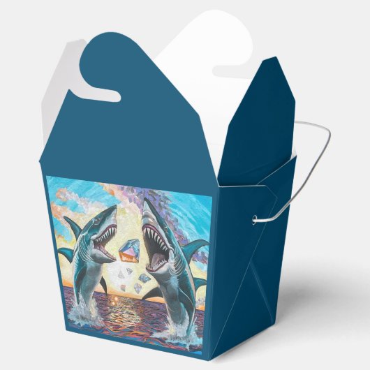 Glamour Chomp-Shark Breaking voor glanzende Parelt Bedankdoosjes (Geopend)