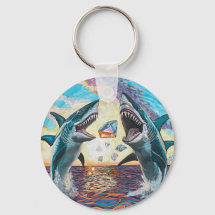 Glamour Chomp-Shark Breaking voor glanzende Parelt Sleutelhanger