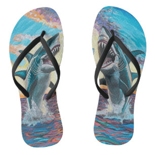 Glamour Chomp-Shark Breaking voor glanzende Parelt Teenslippers