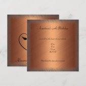 Glamour Copper Black Bloemen Verjaardagsfeest 2 Kaart (Voorkant / Achterkant)