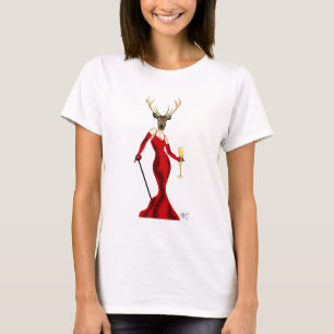 Glamour Deer in het rood T-shirt