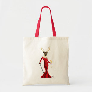 Glamour Deer in het rood Tote Bag