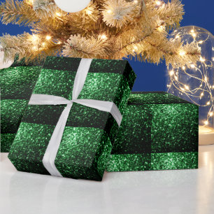 Glamour donkergroene glitterspikkels tegelpatroon cadeaupapier