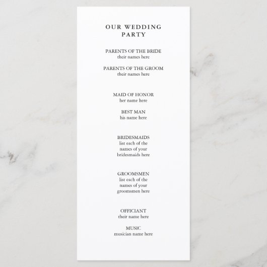 Glamour Faux Gold Classic Wedding Programme (Dos)