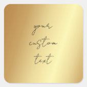 Glamour Faux Gold Uw aangepaste tekst hier Sjabloo Vierkante Sticker (Voorkant)