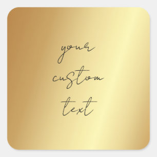 Glamour Faux Gold Uw aangepaste tekst hier Sjabloo Vierkante Sticker