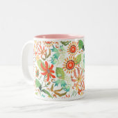 Glamour floral blanc bicolore Mug (Devant gauche)