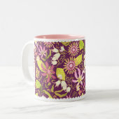 Glamour Floral Brown à deux tons de café Mug (Devant gauche)