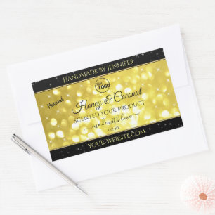 Glamour Geel Goud Glitter Logo Productlabels Rechthoekige Sticker