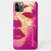 Glamour geschilderd gezicht roze mode iphone case (Achterkant)