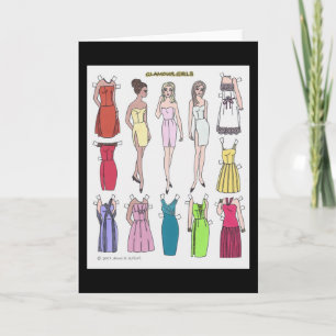 Glamour Girls Paper Doll Blank Wenskaart Kaart