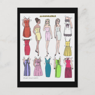 Glamour Girls Paper Doll Briefkaart