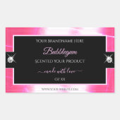 Glamour Girly Pink Black Brilliants Productlabel Rechthoekige Sticker (Voorkant)