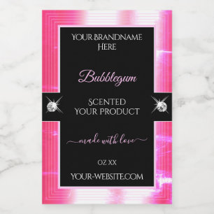 Glamour Girly Pink Black Brilliants Productlabel Voedselcontainer Etiket