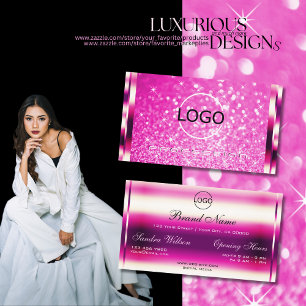 Glamour Girly Pink Glitter Luminous Stars Logo Visitekaartje