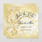 Glamour Glitter Luxe Save the Date | champagne (Voorkant / Achterkant)