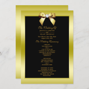 Glamour Gold Bow & Black Wedding Programme