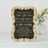 Glamour Gold Damask Gold Faire-part de mariage à h (Debout devant)