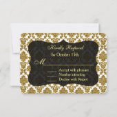 Glamour Gold Damask Gold Foil Wedding RSVP (Dos)