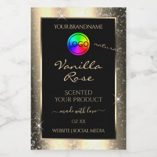 Glamour Gold Glitter Lijst Productlabel met Logo Voedselcontainer Etiket
