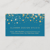 Glamour Gold Stippen Decor - Classy Peacock Blue C Visitekaartje (Achterkant)