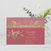 Glamour Gold Sweet 16 Invitation (Debout devant)