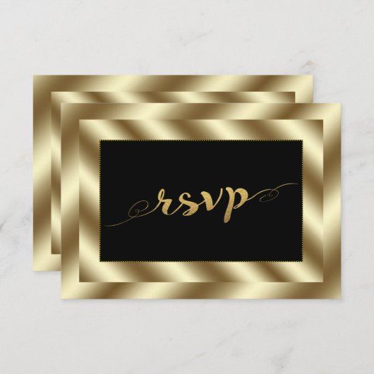 Glamour Goud Folie en Zwarte Trouw RSVP (Voorkant / Achterkant)