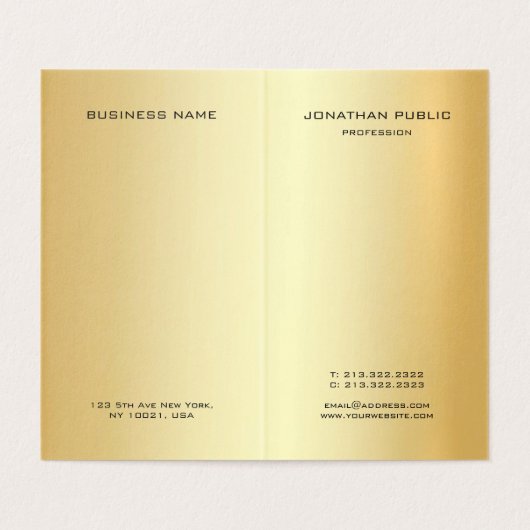 Glamour Goud Modern Monogram Professioneel Elegant Visitekaartjes (Binnenkant ongevouwen)