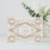 Glamour Goud Witte Great Gatsby Huwelijks RSVP (Staand voorkant)
