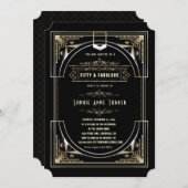 Glamour Goud Zwart Great Gatsby Vijftig En Fabulou Kaart (Voorkant / Achterkant)