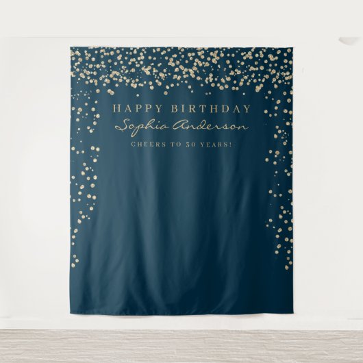 Glamour Gouden Confetti Verjaardag Achtergrond Elk Wandkleed (Voorkant)