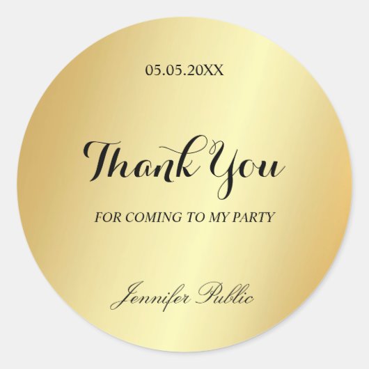 Glamour gouden Sjabloon dank u handscript tekst Ronde Sticker (Voorkant)