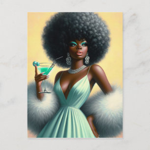  glamour: grillige Afro Pin-Up Mint Groen Briefkaart