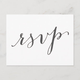 Glamour gris foncé   Carte postale RSVP de mariage