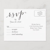 Glamour gris foncé | Carte postale RSVP de mariage (Dos)