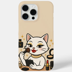 Glamour Kat: Bling Life in volledige make-up iPhone 15 Pro Max Hoesje