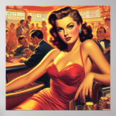  Glamour Meisje Rode Jurk Poster (Voorkant)