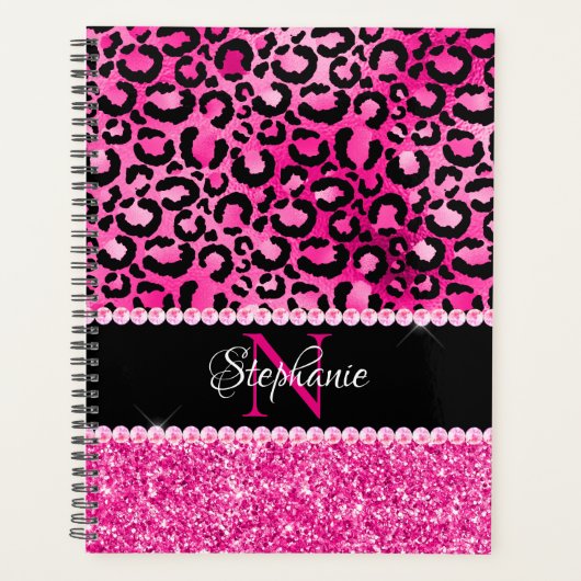 Glamour Monogramme Tache de Léopard Noir et Rose C (Devant)