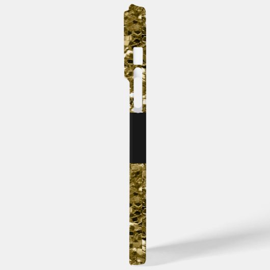 Glamour Monogrammed Sparkle Metallic Gold Case-Mate iPhone Case (Achterkant / Links)
